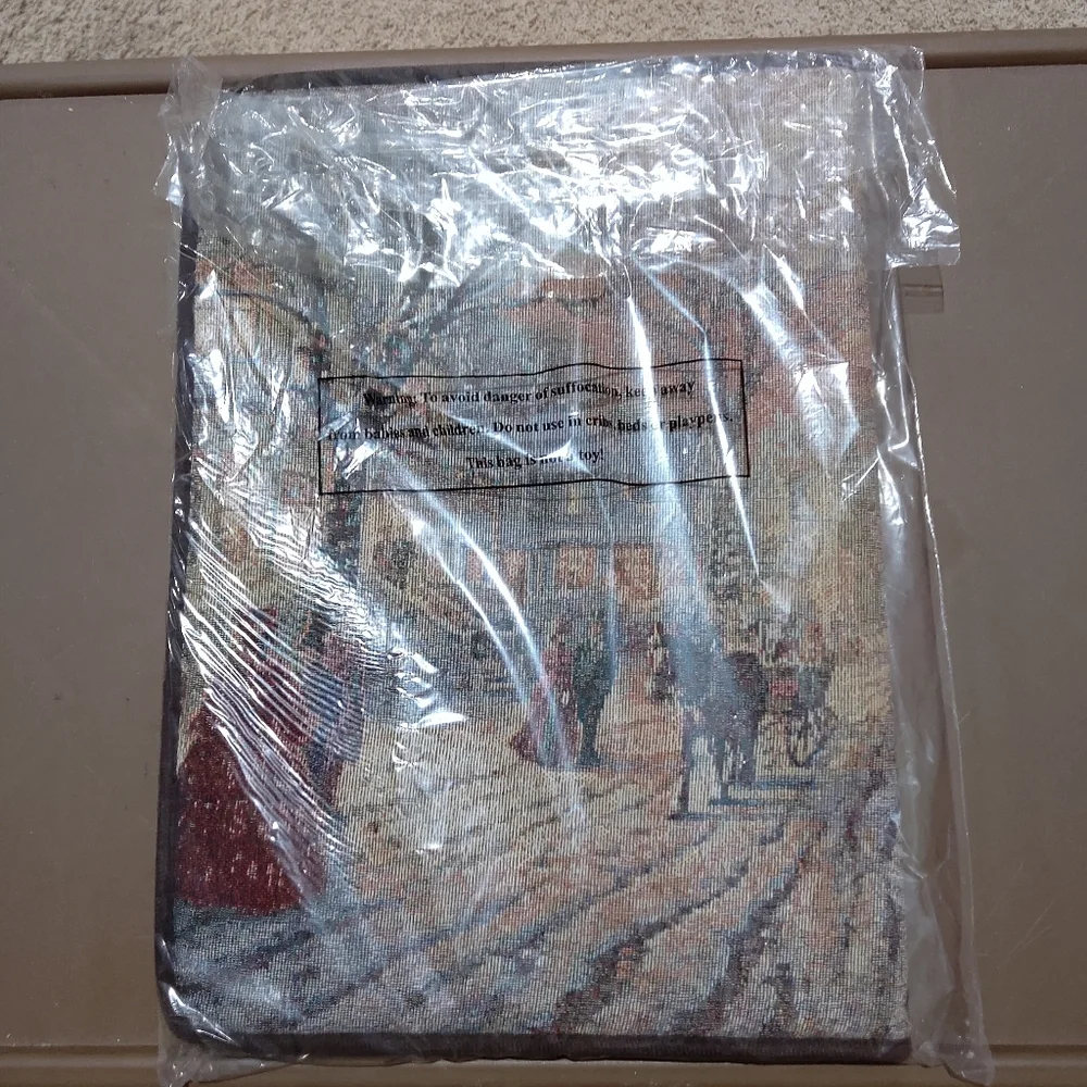 NEW Thomas Kinkade Padded Floor Mat Winter Town Scene 17.5 x 25